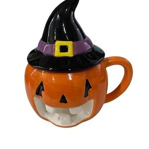 Cobwebs and Cauldrons Pumpkin Witch Mug with Witch’s Hat 7 inch 12 ounce